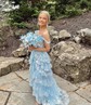 Black Ball Gown Sweetheart Sequin Tiered Prom Dresses
