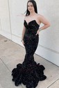 Mermaid V-neck Sparkly Velvet Sequin Prom Dresses