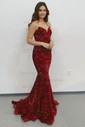Mermaid V-neck Sparkly Velvet Sequin Prom Dresses