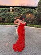 Mermaid V-neck Sparkly Velvet Sequin Prom Dresses