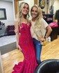 Mermaid V-neck Sparkly Velvet Sequin Prom Dresses