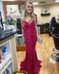 Mermaid V-neck Sparkly Velvet Sequin Prom Dresses