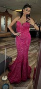 Mermaid V-neck Sparkly Velvet Sequin Prom Dresses
