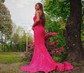 Mermaid V-neck Sparkly Velvet Sequin Prom Dresses