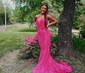 Mermaid V-neck Sparkly Velvet Sequin Prom Dresses