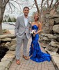 Mermaid Strapless Satin Ruffle Tiered Prom Dresses With Ruched