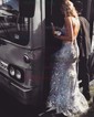 Mermaid V-neck Sparkly Sequin Prom Dresses