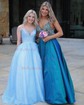 Ball Gown V-neck Floor-length Tulle Prom Dresses