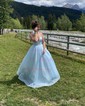 Ball Gown V-neck Floor-length Tulle Prom Dresses