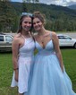 Ball Gown V-neck Floor-length Tulle Prom Dresses