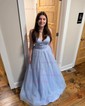 Ball Gown V-neck Floor-length Tulle Prom Dresses