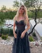 A-line Sweetheart Tulle Corset Prom Dresses With Appliques
