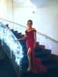 Sheath/Column Off-the-shoulder Satin Prom Dresses With Beading