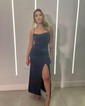 Sheath/Column Scoop Neck Jersey Prom Dresses With Ruched