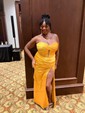 Mermaid Strapless Satin Cut Out Prom Dresses With Ruched