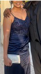Sheath/Column V-neck Satin Corset Prom Dresses With Appliques