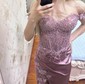 Sheath/Column Off-the-shoulder Satin Prom Dresses With Appliques