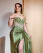 Mermaid Sweetheart Satin Corset Prom Dresses With Appliques