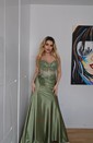 Mermaid Sweetheart Satin Corset Prom Dresses With Appliques