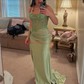 Mermaid Sweetheart Satin Corset Prom Dresses With Appliques