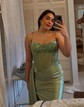 Mermaid Sweetheart Satin Corset Prom Dresses With Appliques