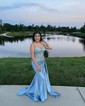 Mermaid Sweetheart Satin Corset Prom Dresses With Appliques
