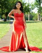 Mermaid Sweetheart Satin Corset Prom Dresses With Appliques