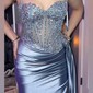 Mermaid Sweetheart Satin Corset Prom Dresses With Appliques