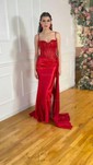 Mermaid Sweetheart Satin Corset Prom Dresses With Appliques
