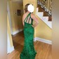 Sheath/Column One Shoulder Sparkly Velvet Sequin Prom Dresses
