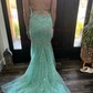 Mermaid Scoop Neck Backless Tulle Prom Dresses With Appliques