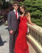 Mermaid Scoop Neck Backless Tulle Prom Dresses With Appliques