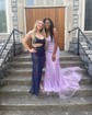 Mermaid Scoop Neck Backless Tulle Prom Dresses With Appliques