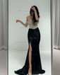 Mermaid Off-the-shoulder Satin Corset Prom Dresses With Fringe