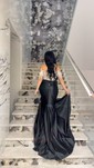 Mermaid Off-the-shoulder Satin Corset Prom Dresses With Fringe