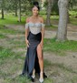 Mermaid Off-the-shoulder Satin Corset Prom Dresses With Fringe