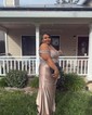 Sheath/Column Off-the-shoulder Satin Prom Dresses With Appliques