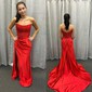 Sheath/Column Strapless Satin Corset Prom Dresses With Beading