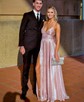 A-line V-neck Glitter Prom Dresses With Ruched