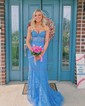 Mermaid Strapless Tulle Corset Prom Dresses With Appliques