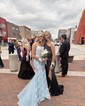 Mermaid Scoop Neck Lace Sparkly Prom Dresses With Appliques