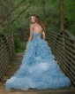 Princess Off-the-shoulder Tulle Ruffle Tiered Prom Dresses