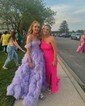 Princess Off-the-shoulder Tulle Ruffle Tiered Prom Dresses