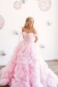 Princess Off-the-shoulder Tulle Ruffle Tiered Prom Dresses