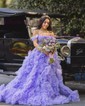 Princess Off-the-shoulder Tulle Ruffle Tiered Prom Dresses