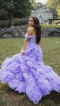 Princess Off-the-shoulder Tulle Ruffle Tiered Prom Dresses