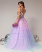Ball Gown Sweetheart Tulle Prom Dresses With Appliques
