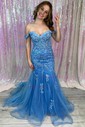 Mermaid Off-the-shoulder Tulle Prom Dresses With Appliques