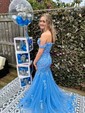 Mermaid Off-the-shoulder Tulle Prom Dresses With Appliques