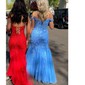 Mermaid Off-the-shoulder Tulle Prom Dresses With Appliques